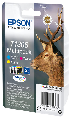 Epson Stag Multipack 3-colours T1306 DURABrite Ultra Ink Epson Stag Multipack 3-colours T1306 DURABrite Ultra Ink